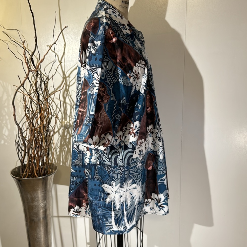 Tropical & Novelty Button Shirt with Chocolate Lab - Picture 5 of 5